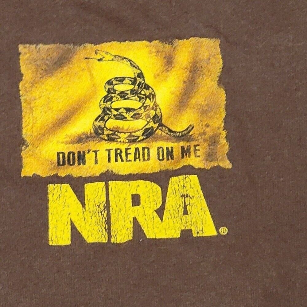 NRA Don''t Tread On Me Jerzees Mens Brown Cotton Graphic Crew Large - Picture 4 of 7